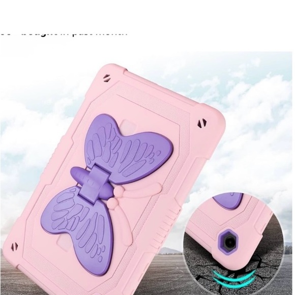 Pink and Purple Tablet Case with Accessories w/ butterfly kickstand and strap - Picture 5 of 7